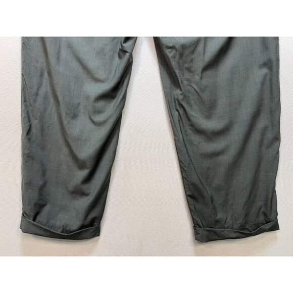Roberto Villini Men's Pleated Dress Pants Cuffed Hem Size 46 Gray Solid Pockets - Picture 13 of 15